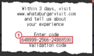 Whataburger survey code